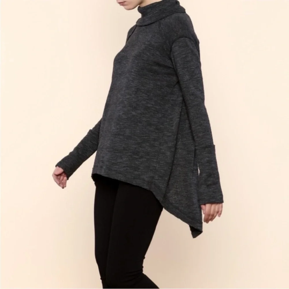 Free People - We The Free Gray Sweater Open Back Turtle Neck Sz M